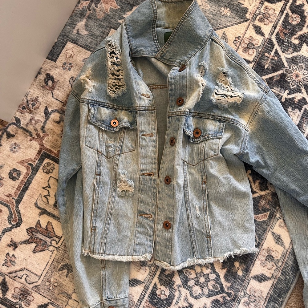 Wild Fable Light Blue Distressed Jean Jacket